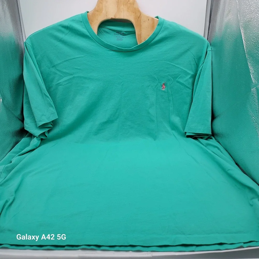 Polo Ralph Lauren Mens Green Cotton Short Sleeve T-Shirt 4XLT Pink Pony Logo